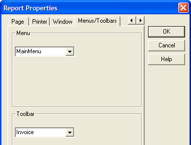 Report Menu Properties